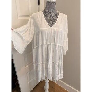 Ariat White Gauze Tunic Top Boho Hippie Flowy Sleeves Sz 2XL XXL